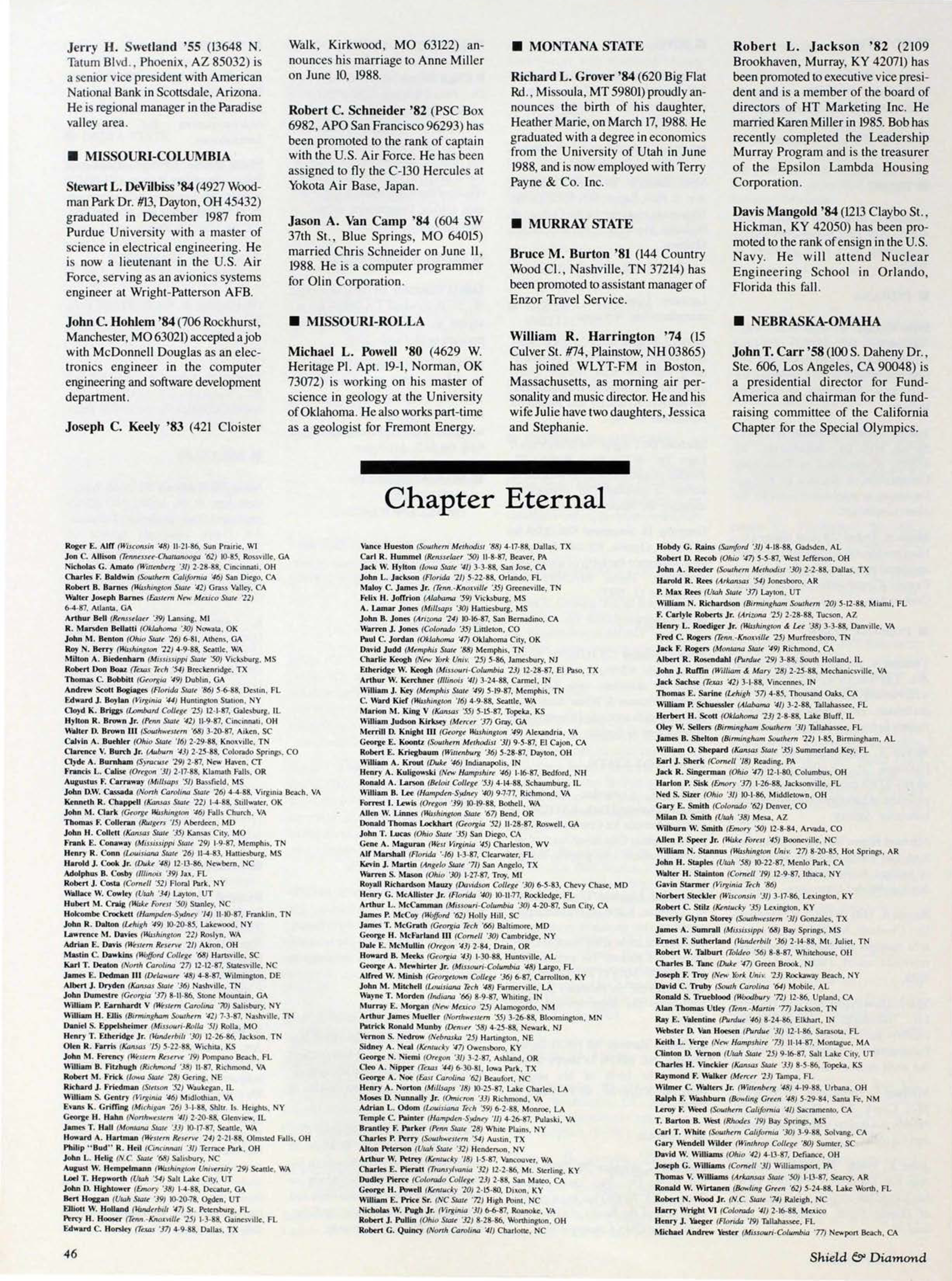 Chapter Eternal, September 1988